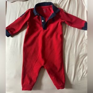 This is a baby boy polo one piece Ralph Lauren outfit size 6 months